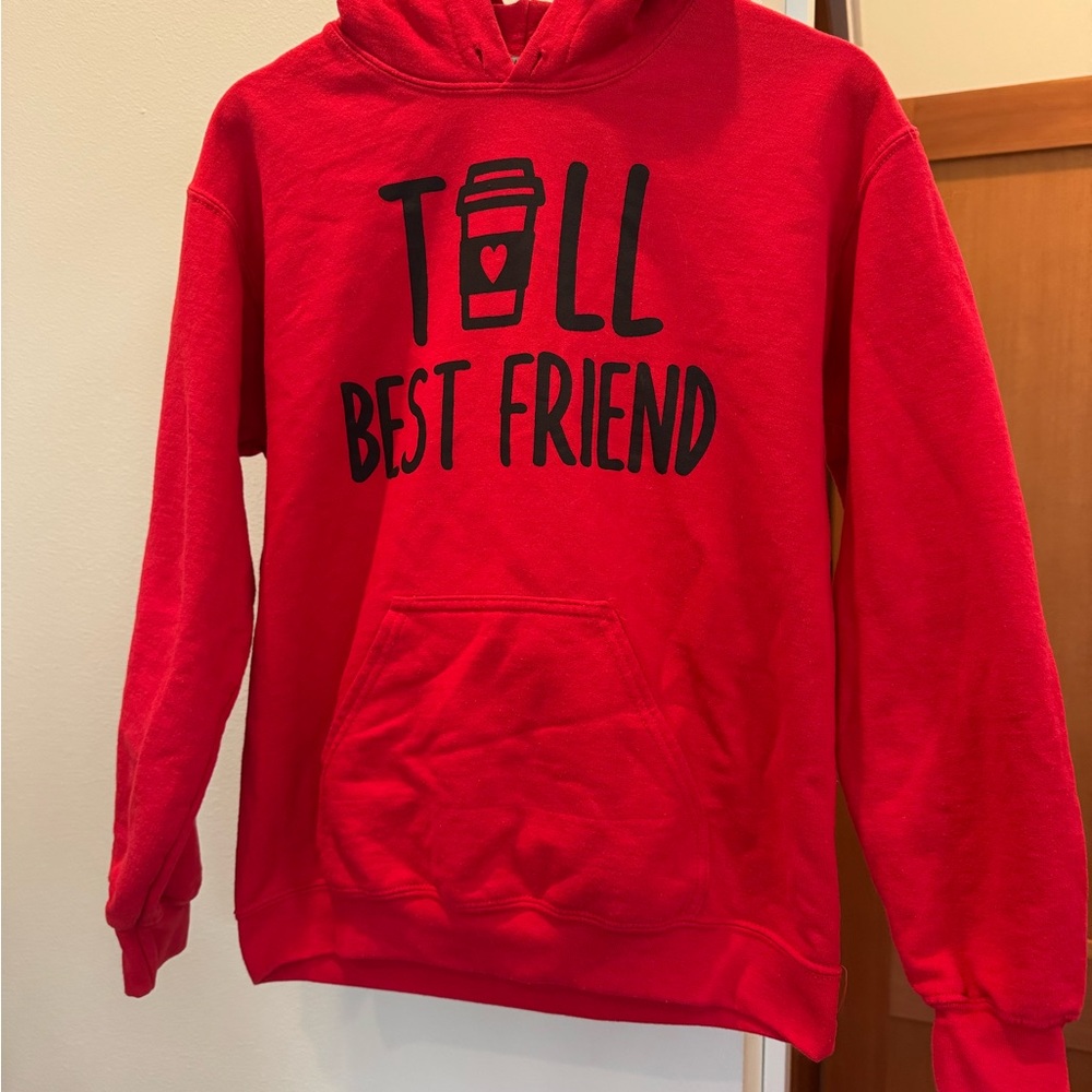 Red "Tall Best Friend" Graphic Hoodie Sweatshirt